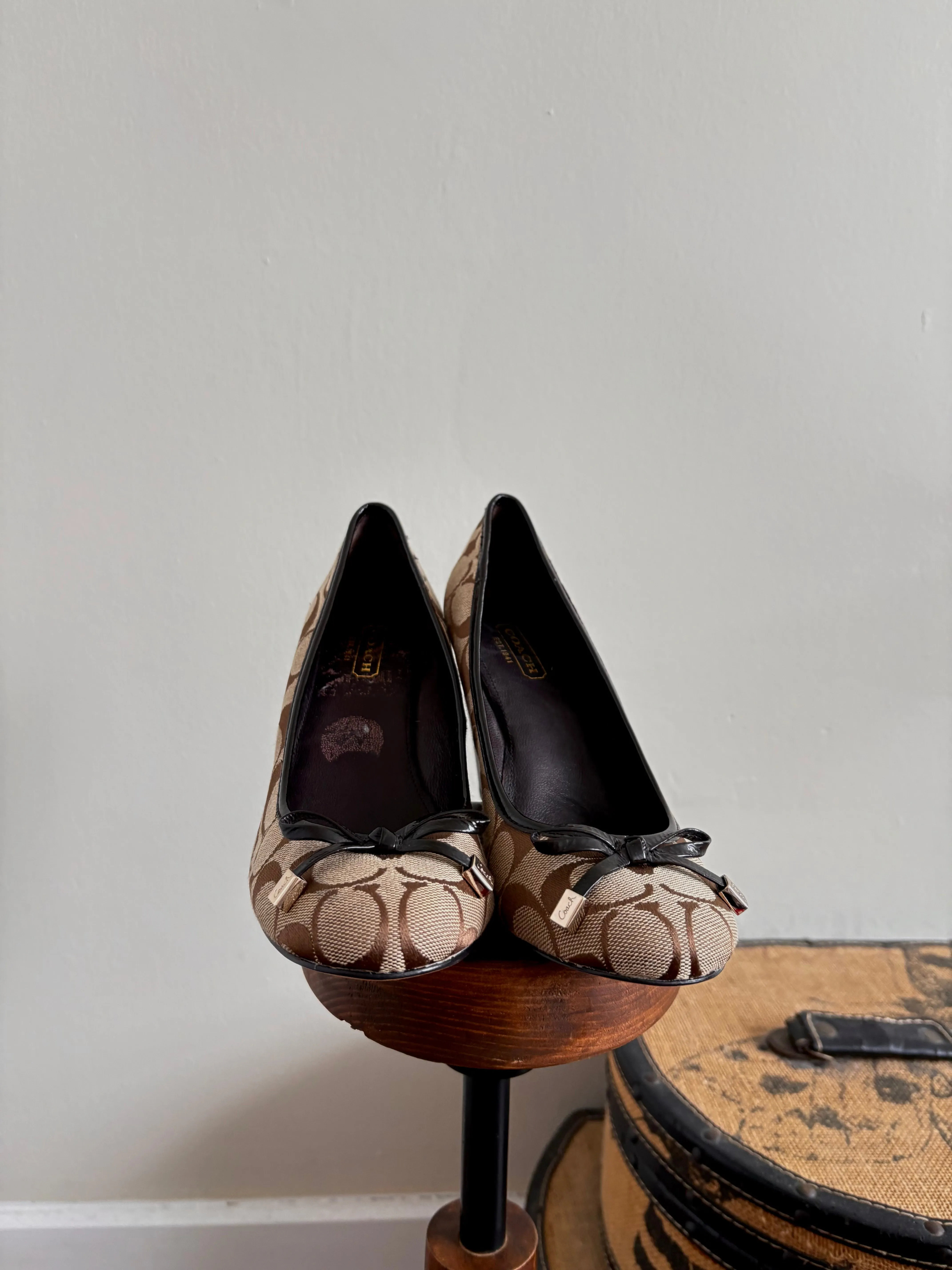 COACH MONOGRAMMED WEDGE HEELS