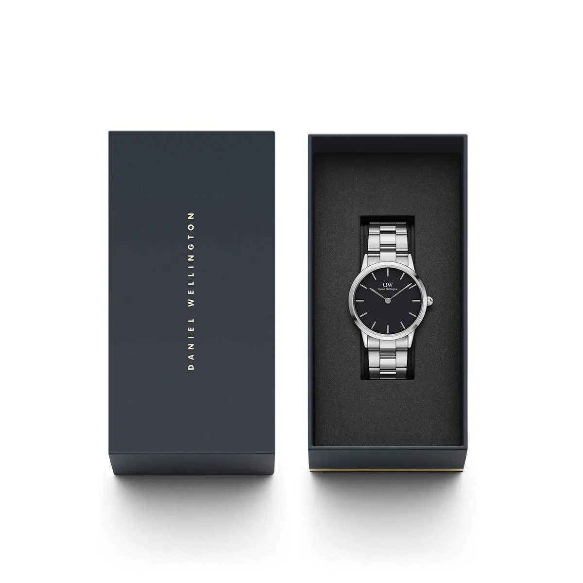 Daniel Wellington Men's Watch Black Iconic Link 36mm Silver DW00100204