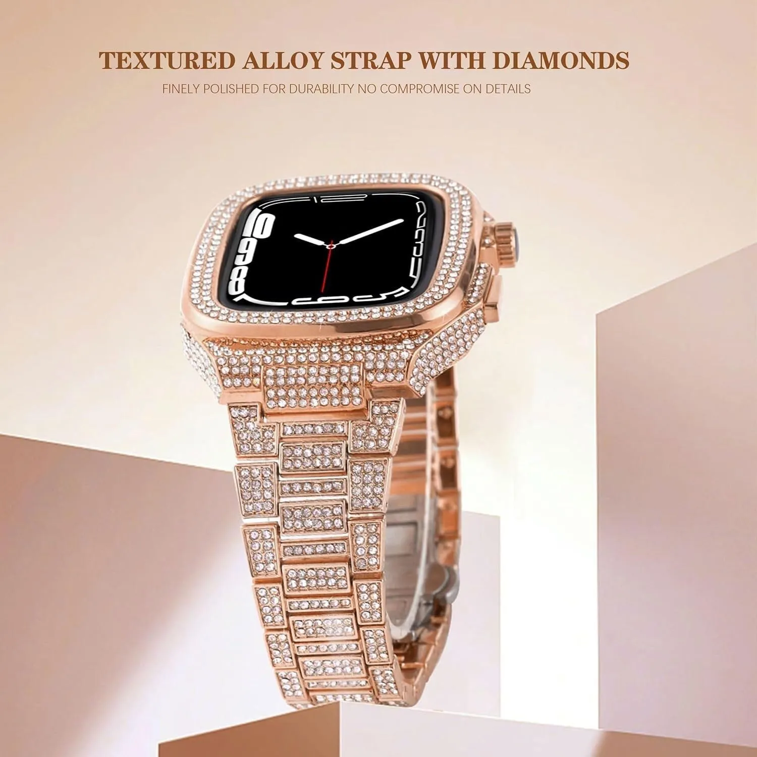 Diamond Watch Case Metal Watch Strap Modification KitFor Apple Watch 8 7 6 5 4 SE Fashion Business Watch Band for Lady Women GirlsFor Iwatch Series 44mm 45mm
