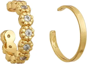 Earring Hoop Stud Drop & Dangle, 2Pcs/Set Lady Rhinestone C Shape Ear Cuffs Clip On Earrings Non Piercing Jewelry for Women Teen Girls Birthday Christmas Friends Gift