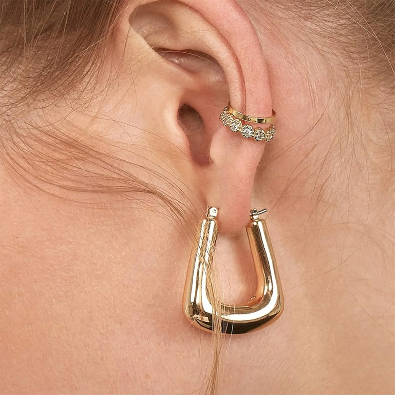 Earring Hoop Stud Drop & Dangle, 2Pcs/Set Lady Rhinestone C Shape Ear Cuffs Clip On Earrings Non Piercing Jewelry for Women Teen Girls Birthday Christmas Friends Gift
