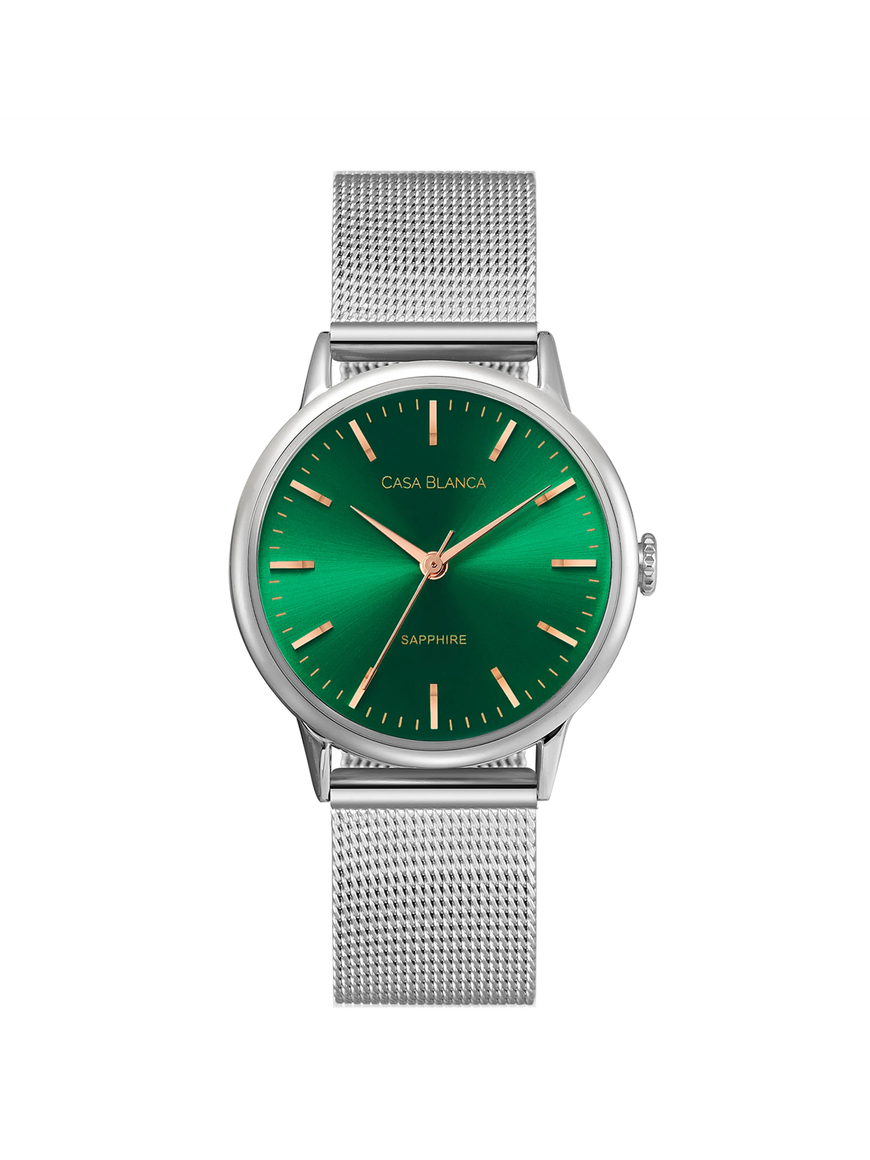 Emerald Silver Watch | Silver Mesh Strap