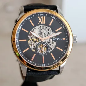 FOSSIL FLYNN Automatic Watch 22 Jewels 48mm Semi Skeleton Wristwatch Ref. BQ2216