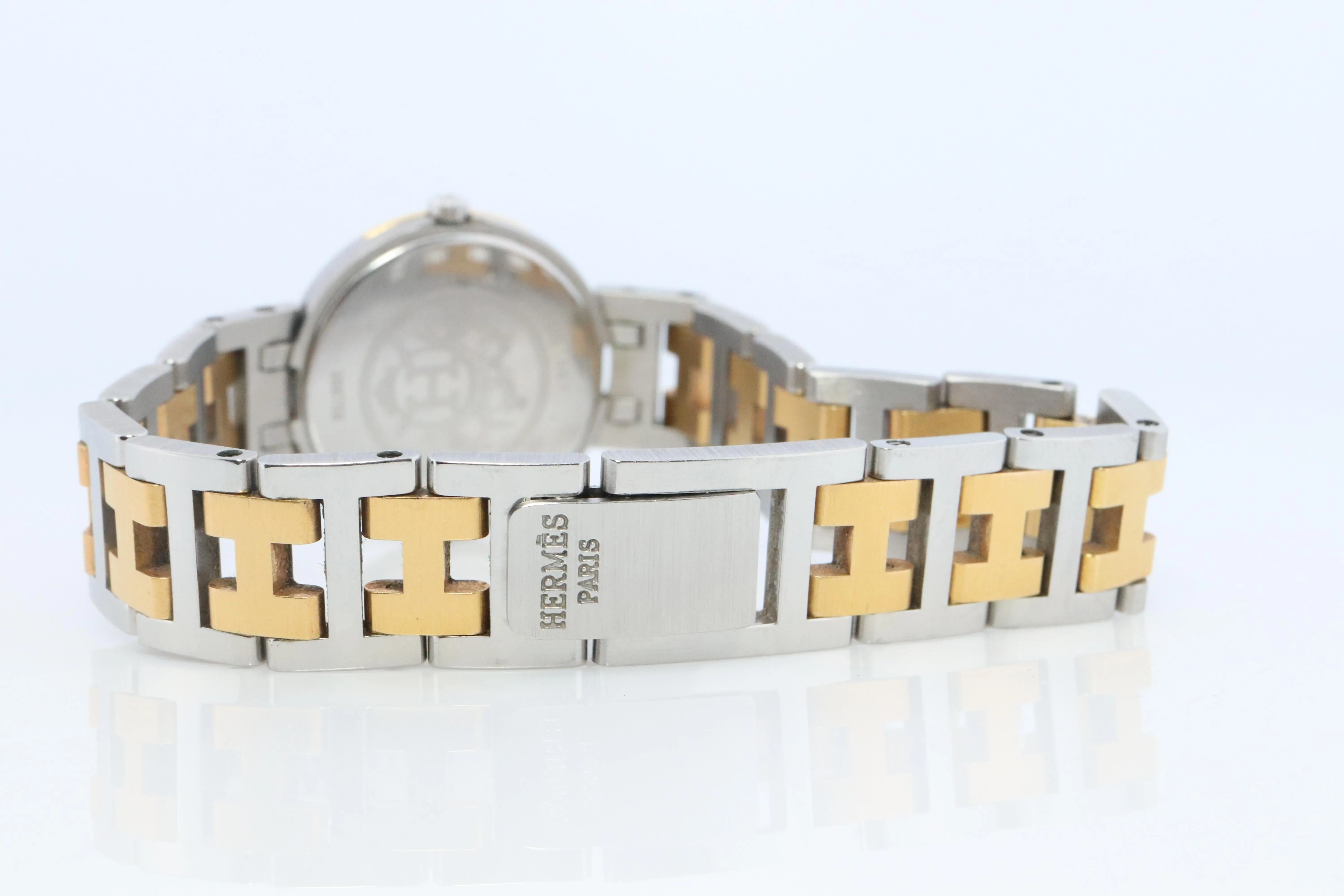 Genuine HERMES Windsor SS 24mm Round Quartz Watch White Dial