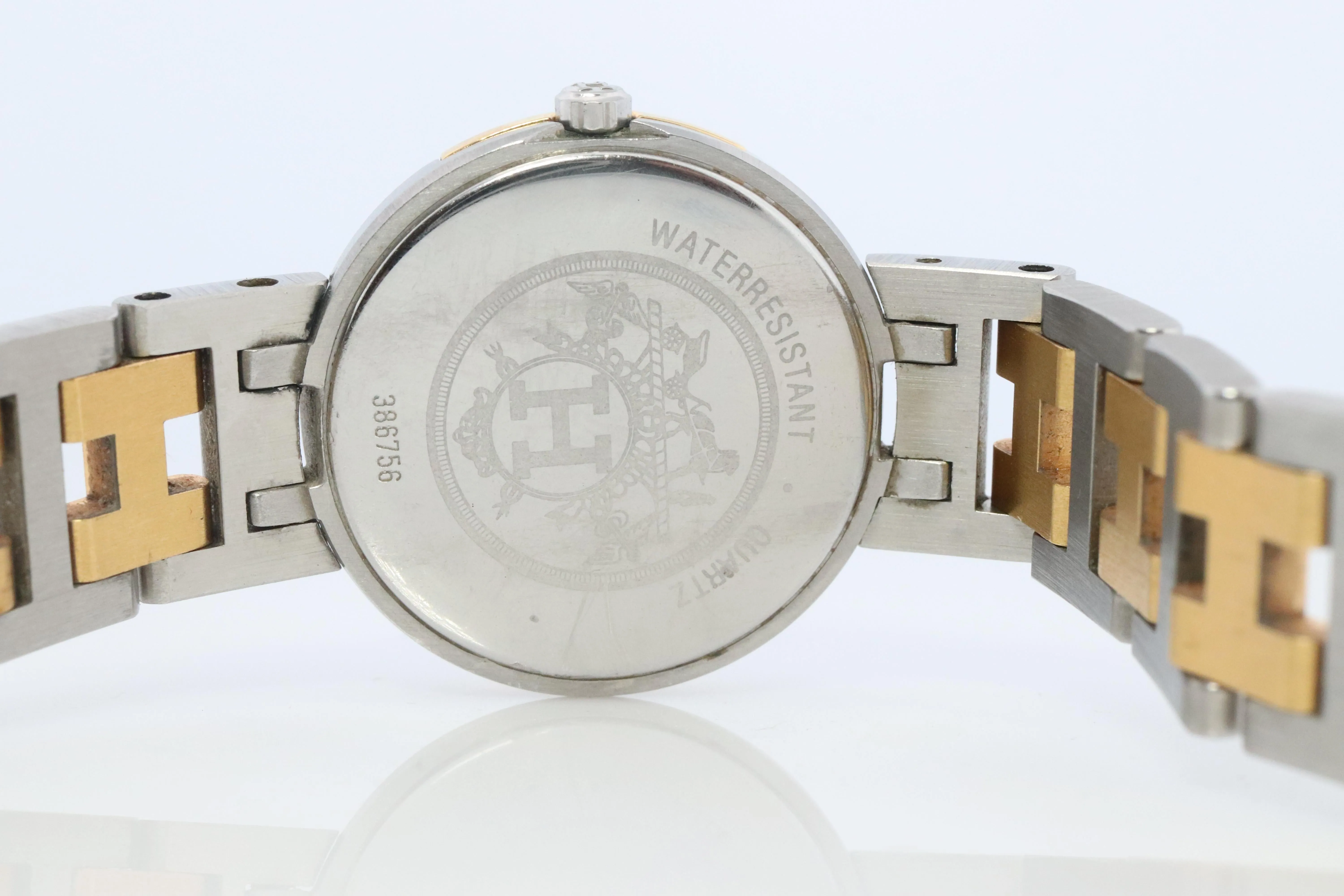 Genuine HERMES Windsor SS 24mm Round Quartz Watch White Dial