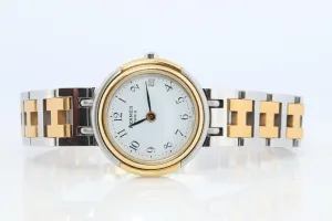 Genuine HERMES Windsor SS 24mm Round Quartz Watch White Dial