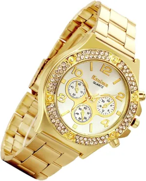 Gold Hip-Hop Watch for Men [Upgraded] Japan Quartz 30M Waterproof Dress Casual Watch