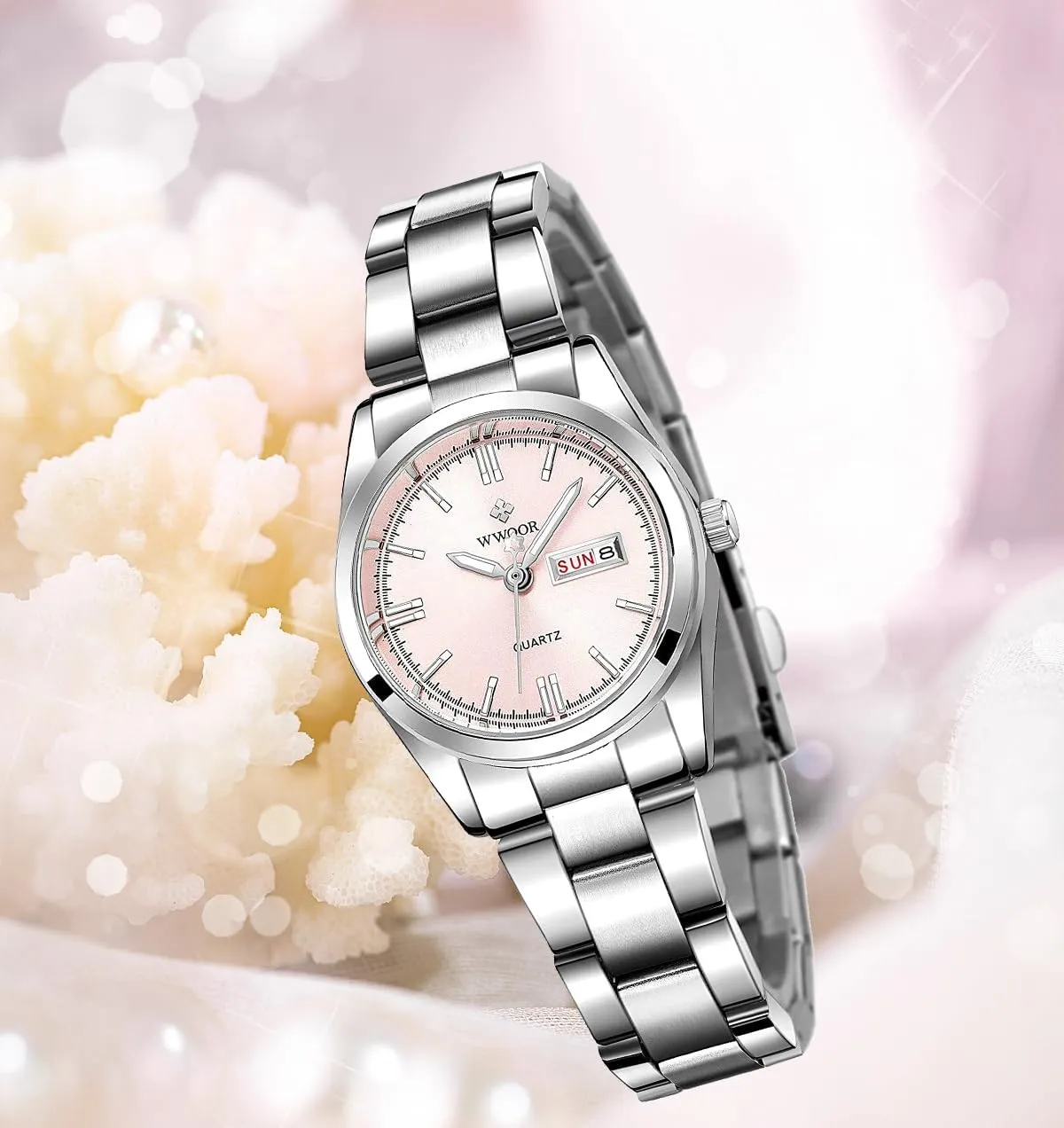 Gosasa Luxury Women's Watches Luminous Waterproof Calendar Ladies Stainless Steel Dress Quartz Wrist Watch Tool Included 