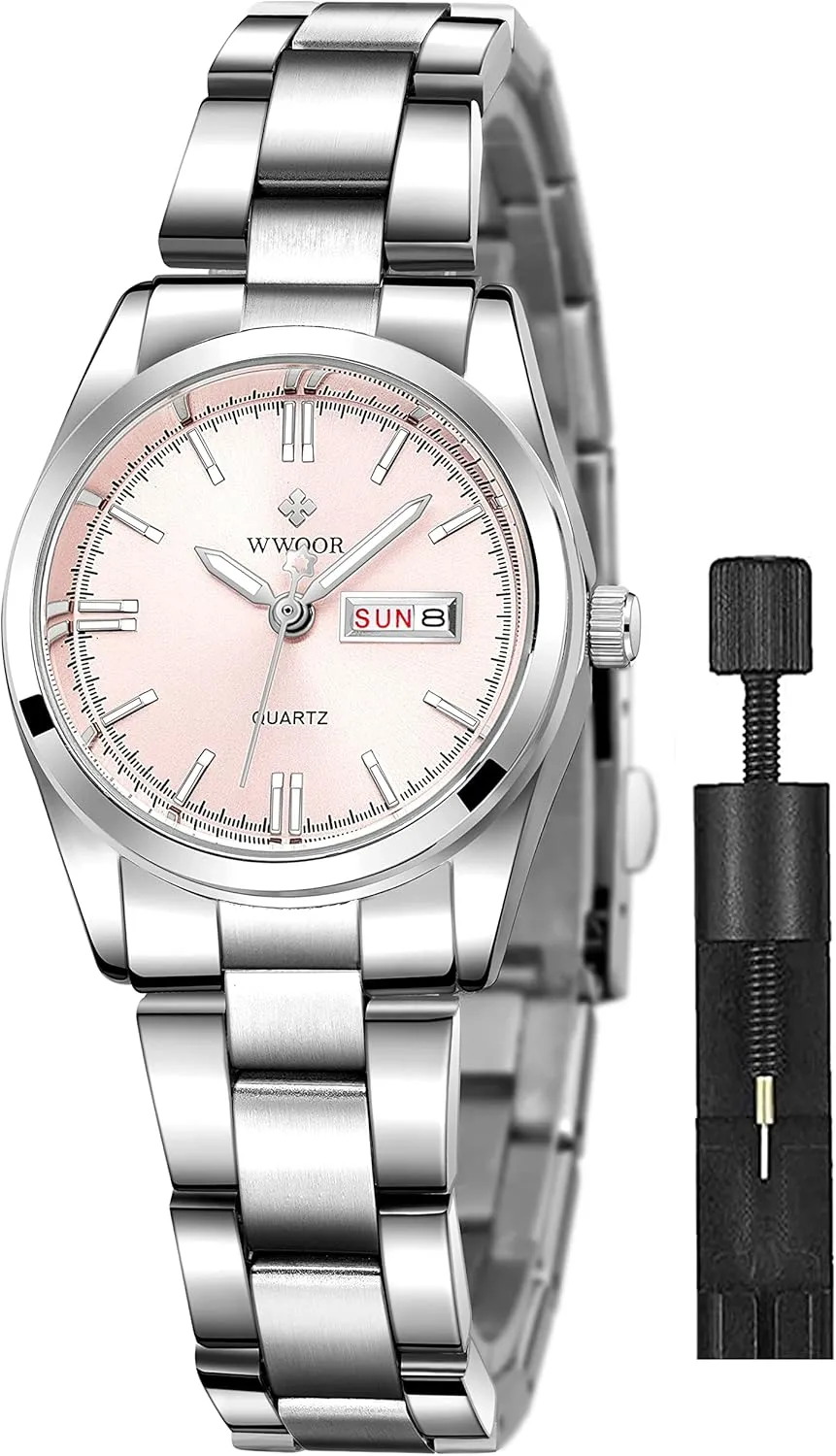 Gosasa Luxury Women's Watches Luminous Waterproof Calendar Ladies Stainless Steel Dress Quartz Wrist Watch Tool Included 