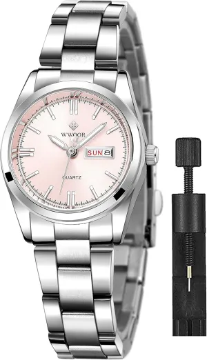 Gosasa Luxury Women's Watches Luminous Waterproof Calendar Ladies Stainless Steel Dress Quartz Wrist Watch Tool Included 