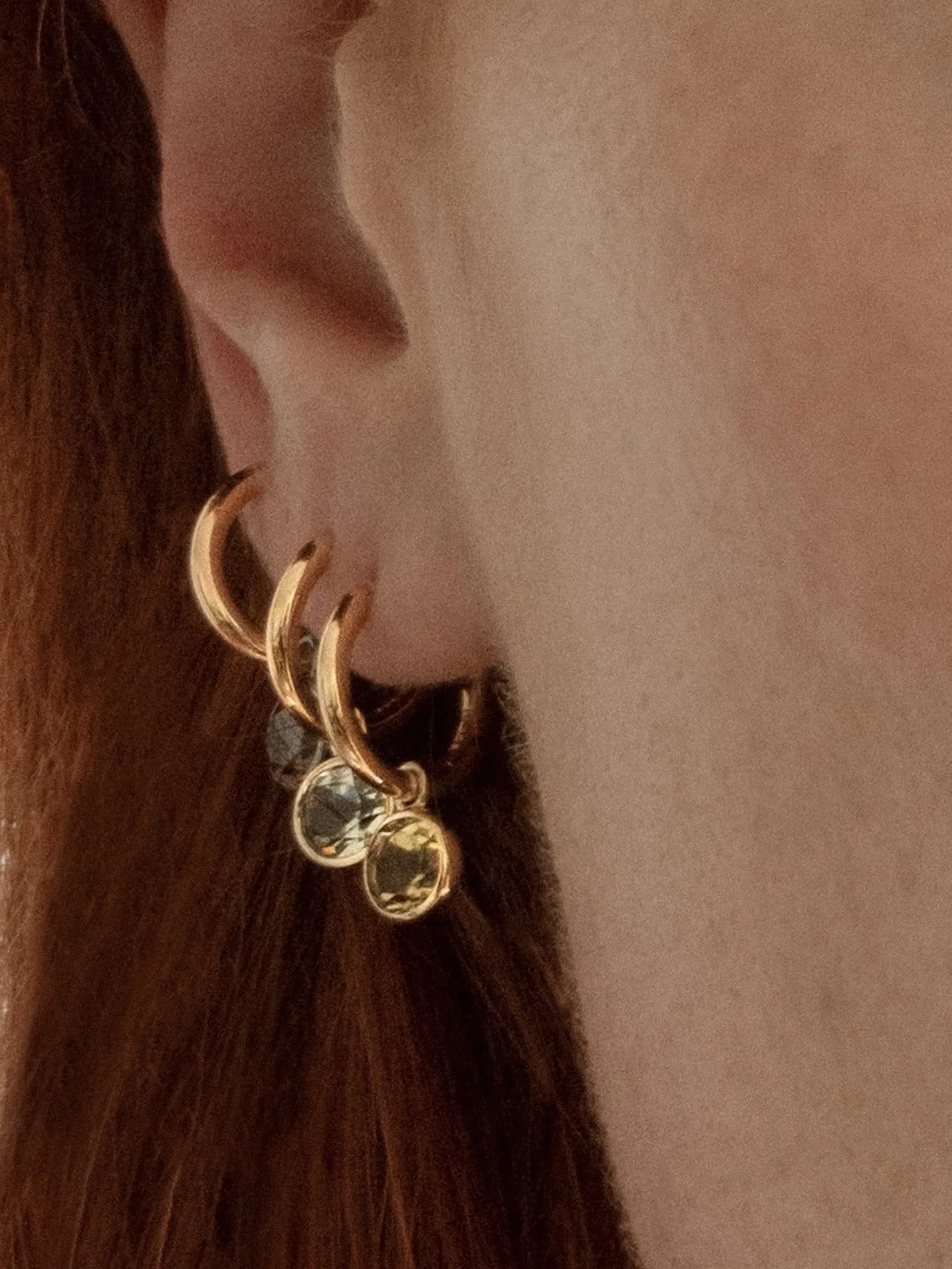 Green amethyst Orbit hoops