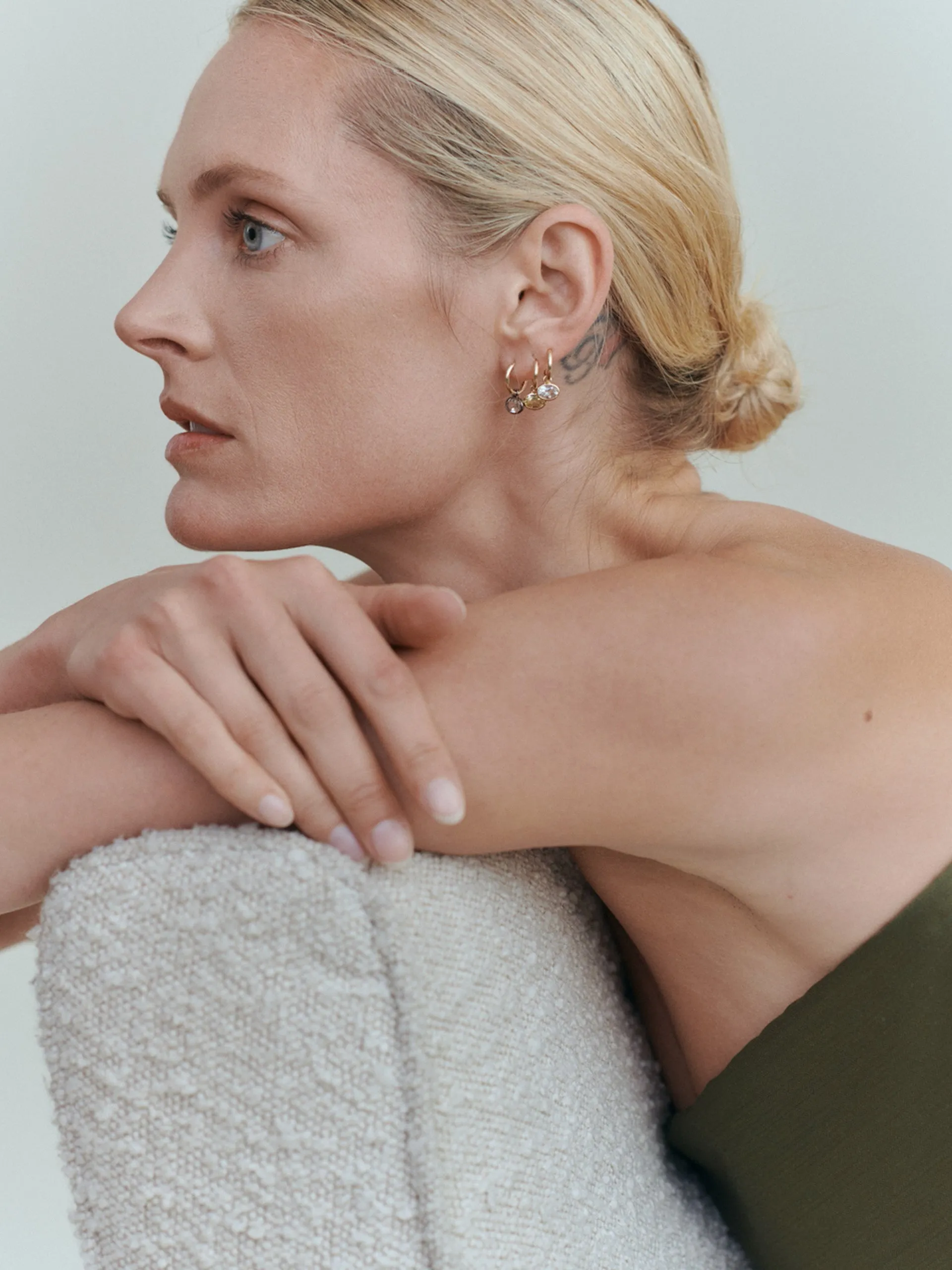 Green amethyst Orbit hoops