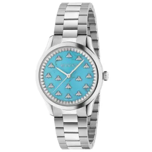 Gucci G-Timeless with Bee Motif Turquoise Stone Dial Stainless Steel Watch | 32mm | YA1265044
