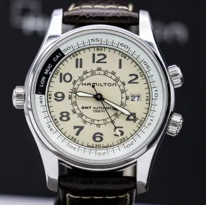 HAMILTON Khaki Skymaster Pilot GMT Automatic Wristwatch Swiss Original Box