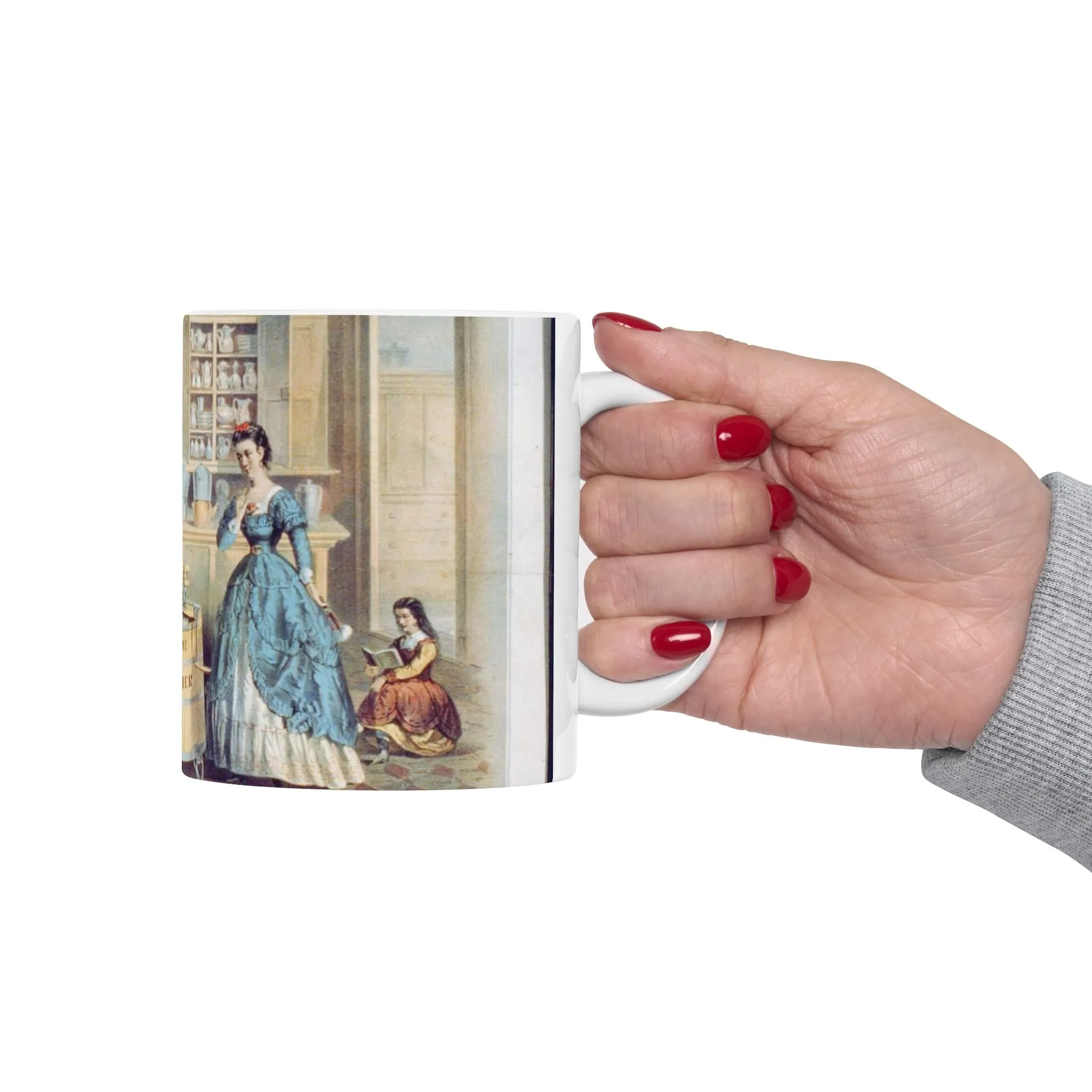 Home washing machine & wringer - A painting of women washing machines in a kitchen Beautiful Novelty Ceramic Coffee Mug 11oz
