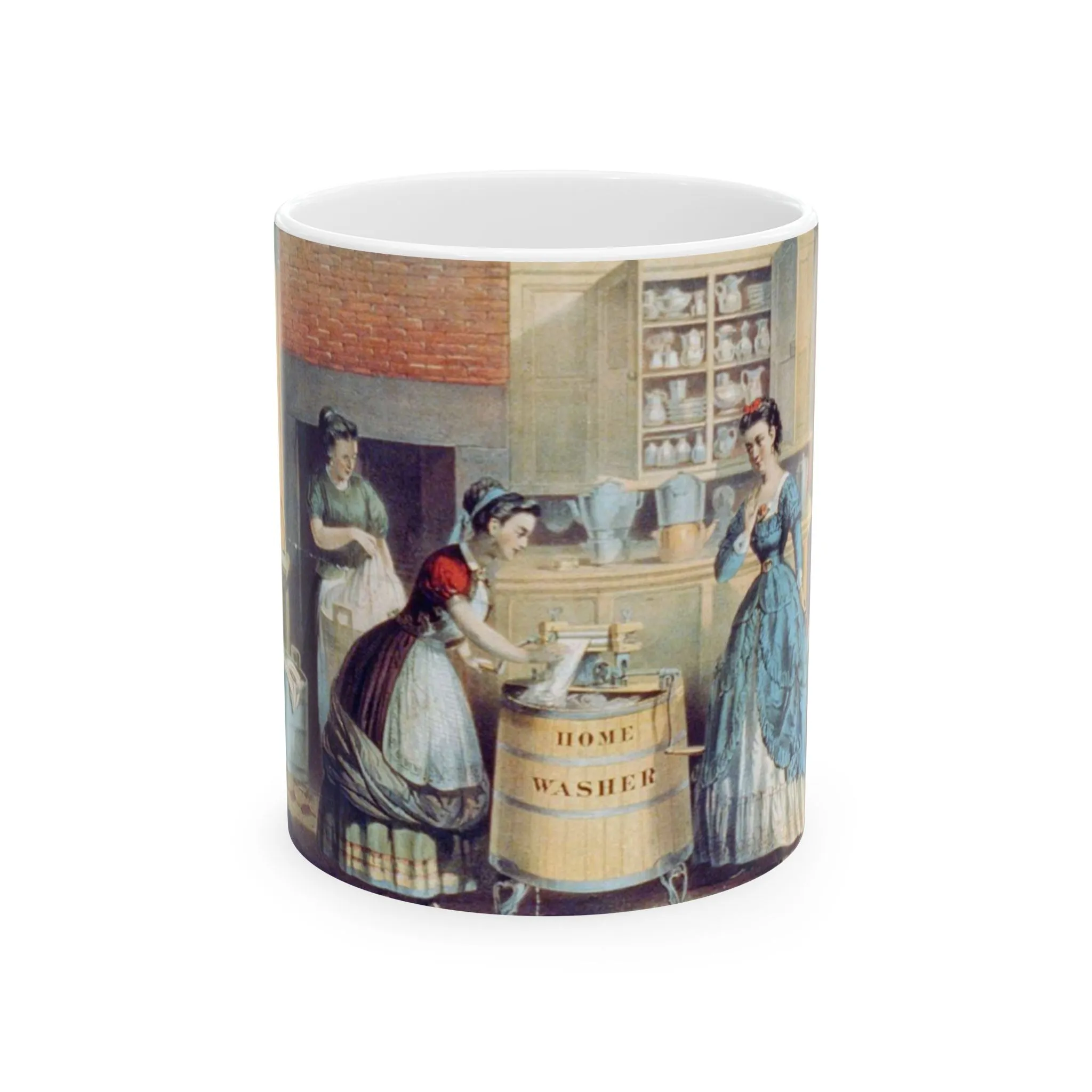 Home washing machine & wringer - A painting of women washing machines in a kitchen Beautiful Novelty Ceramic Coffee Mug 11oz