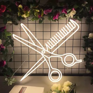 Insegna neon led Combs and Clippers Sign Barber Shop