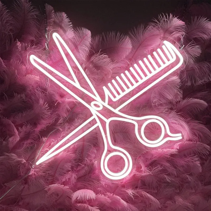 Insegna neon led Combs and Clippers Sign Barber Shop