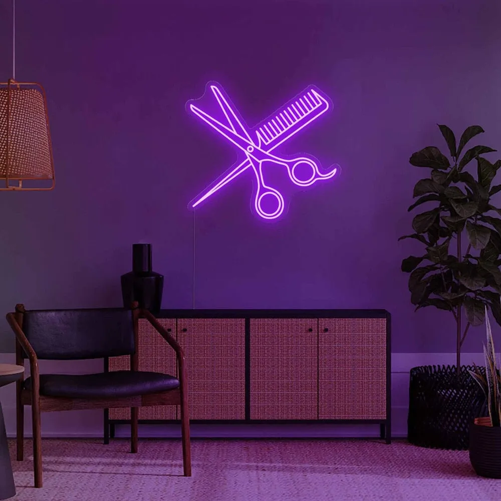 Insegna neon led Combs and Clippers Sign Barber Shop