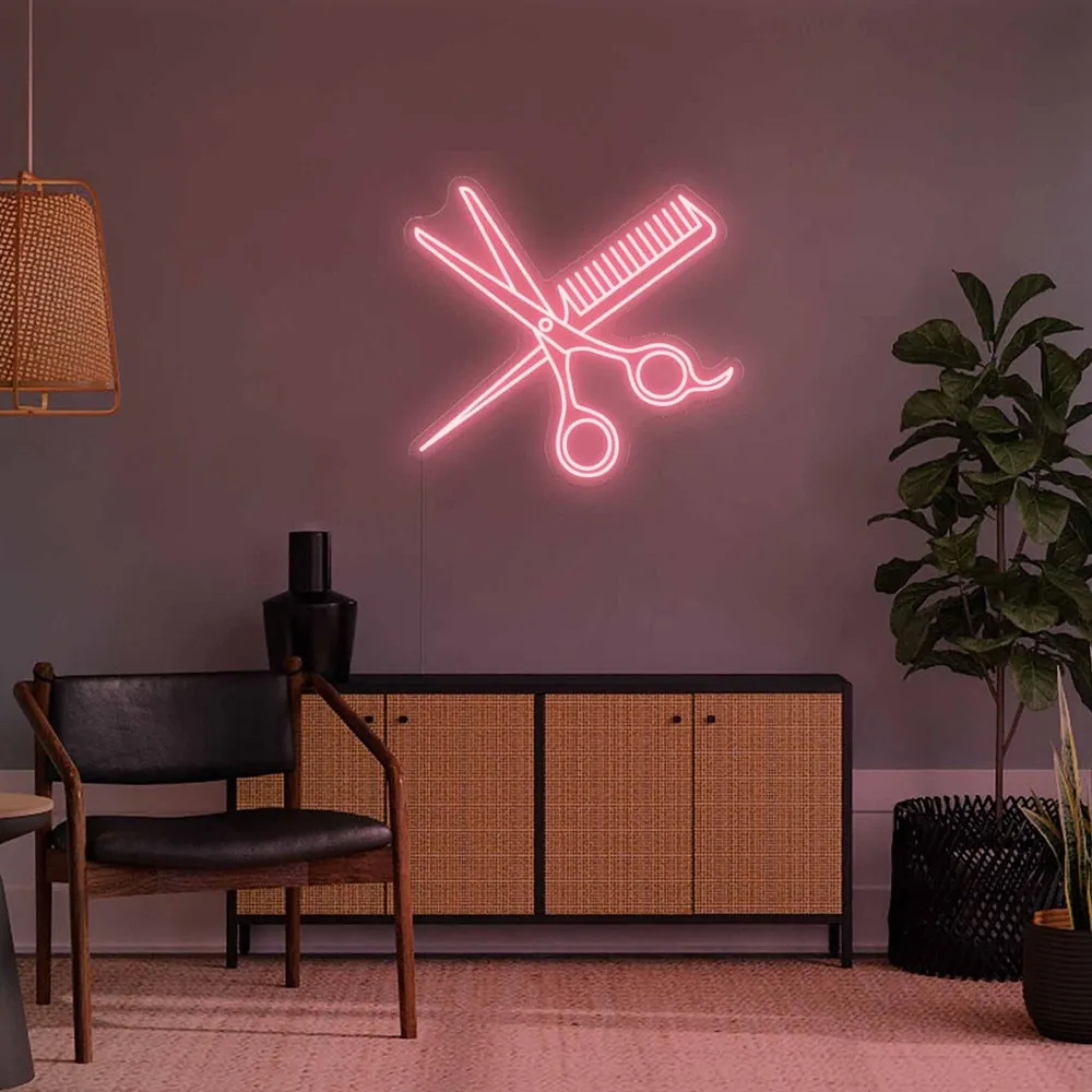 Insegna neon led Combs and Clippers Sign Barber Shop