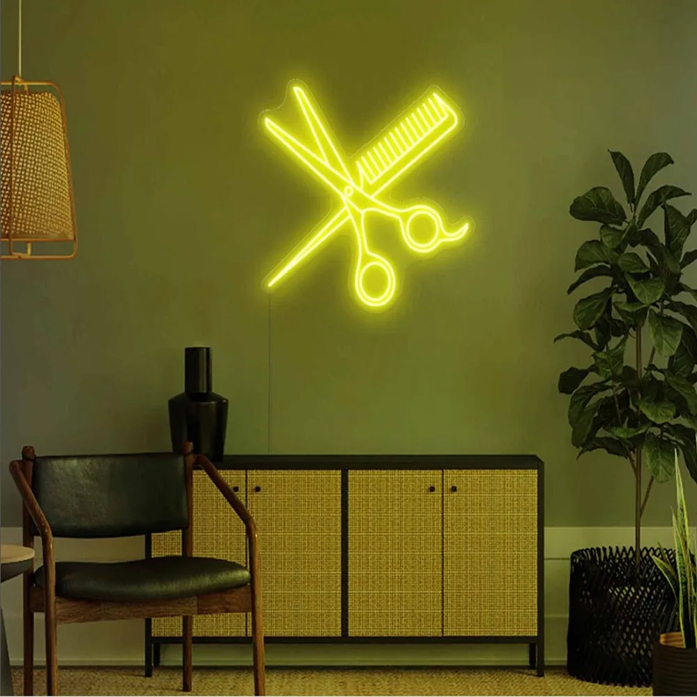 Insegna neon led Combs and Clippers Sign Barber Shop
