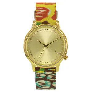Komono Estelle Vlisco Womens Stainless Steel Case Multi Leather Gold Watch - KOM-W2851