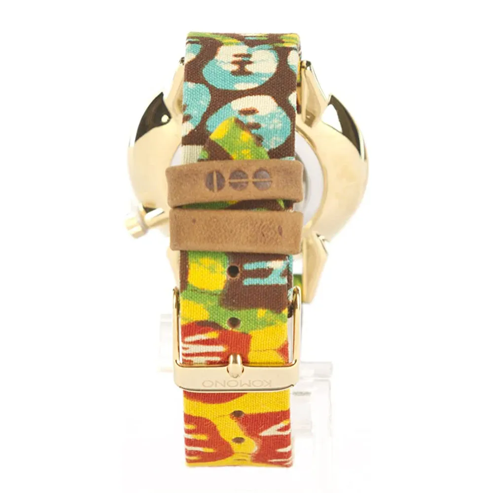 Komono Estelle Vlisco Womens Stainless Steel Case Multi Leather Gold Watch - KOM-W2851