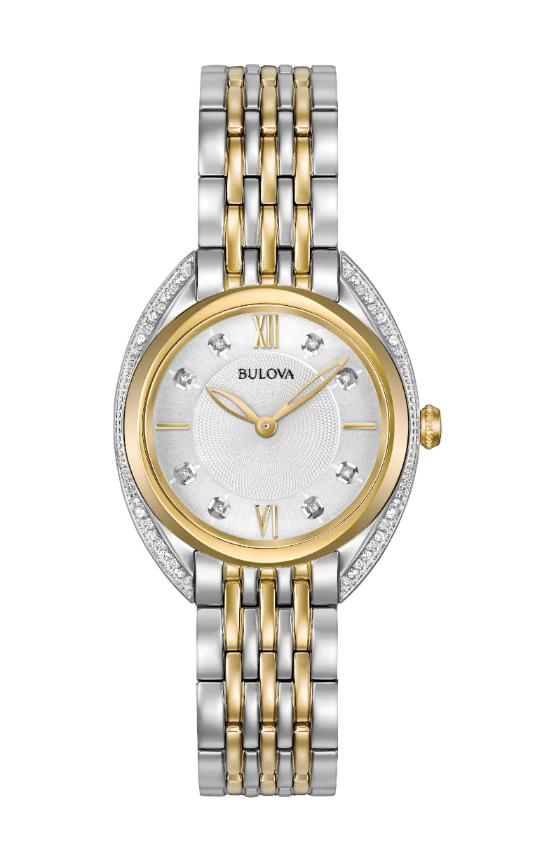 Ladies Bulova Two Tone Contour Diamond Watch - 98R229