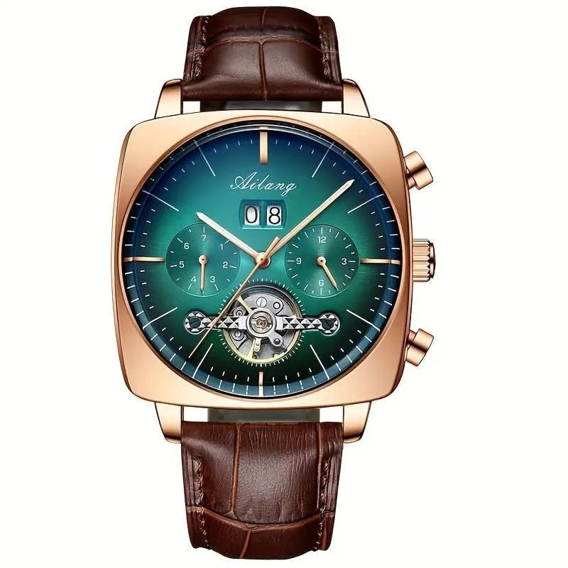 Large Dial Men's Square Mechanical Watch - Luminous