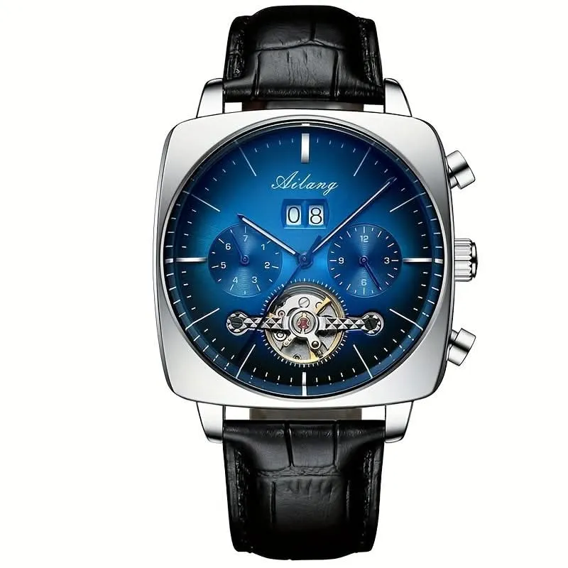 Large Dial Men's Square Mechanical Watch - Luminous