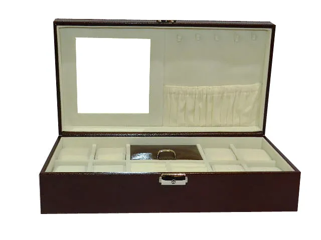 Large Watch Box Ring  & Cufflink Box in Genuine Leather