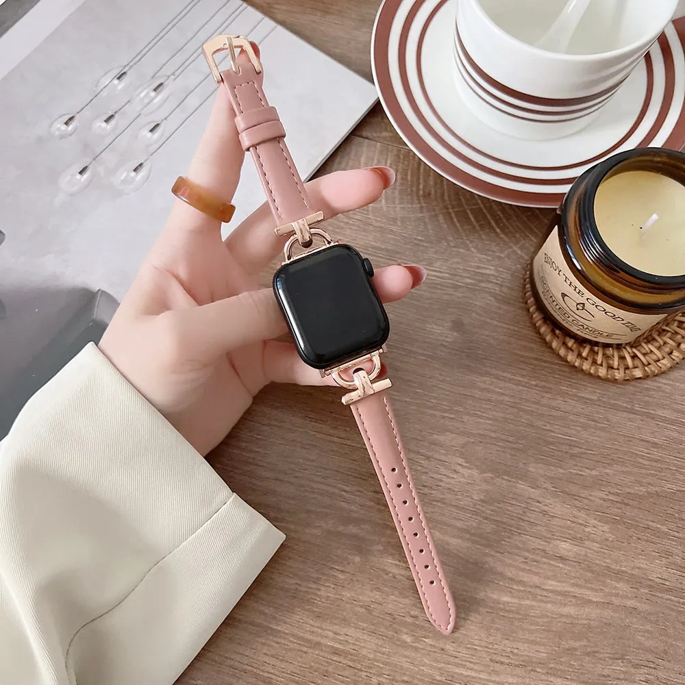 Leather Slim Watchband For Apple Watch