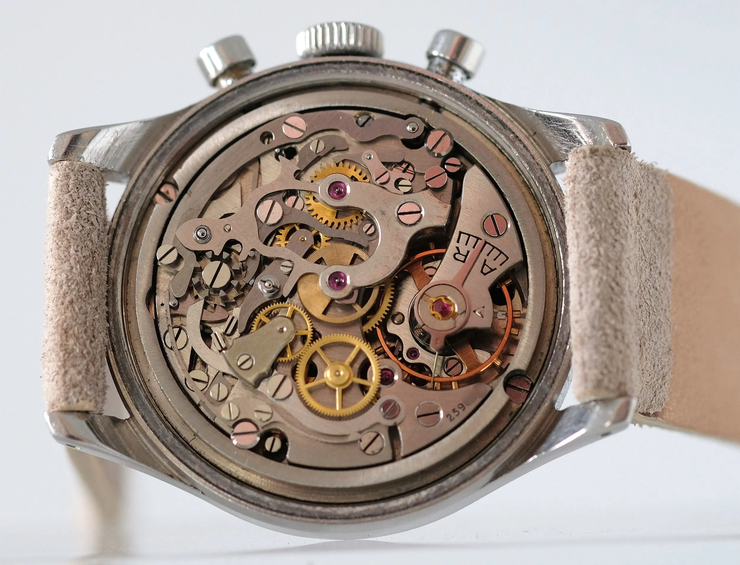 Lemania Chronograph with Patinated Rhodium Dial