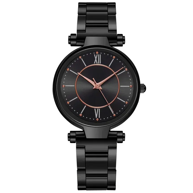 Luxury Rose Gold Stainless Steel Watches Female Classic Quartz