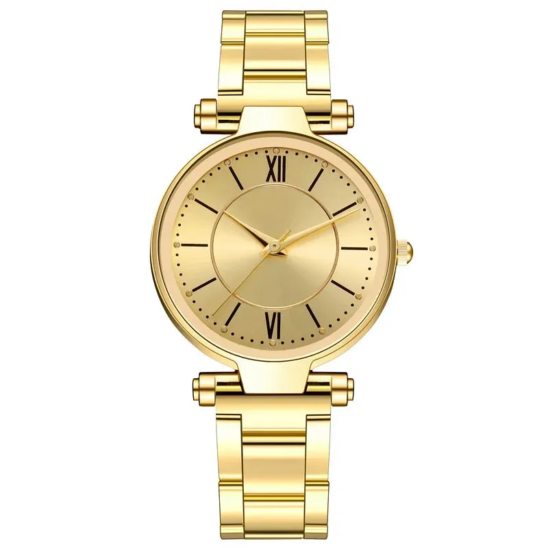 Luxury Rose Gold Stainless Steel Watches Female Classic Quartz