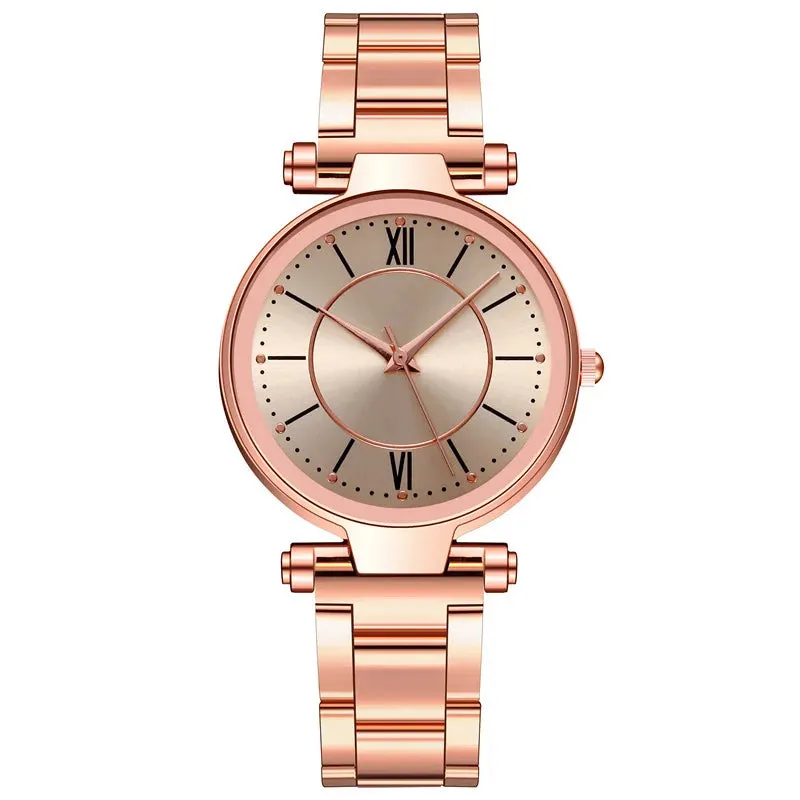 Luxury Rose Gold Stainless Steel Watches Female Classic Quartz
