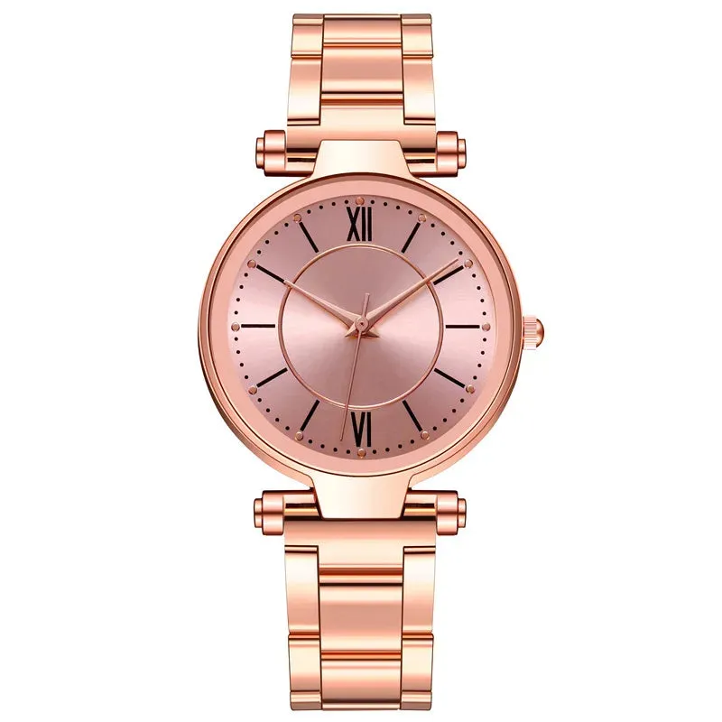 Luxury Rose Gold Stainless Steel Watches Female Classic Quartz
