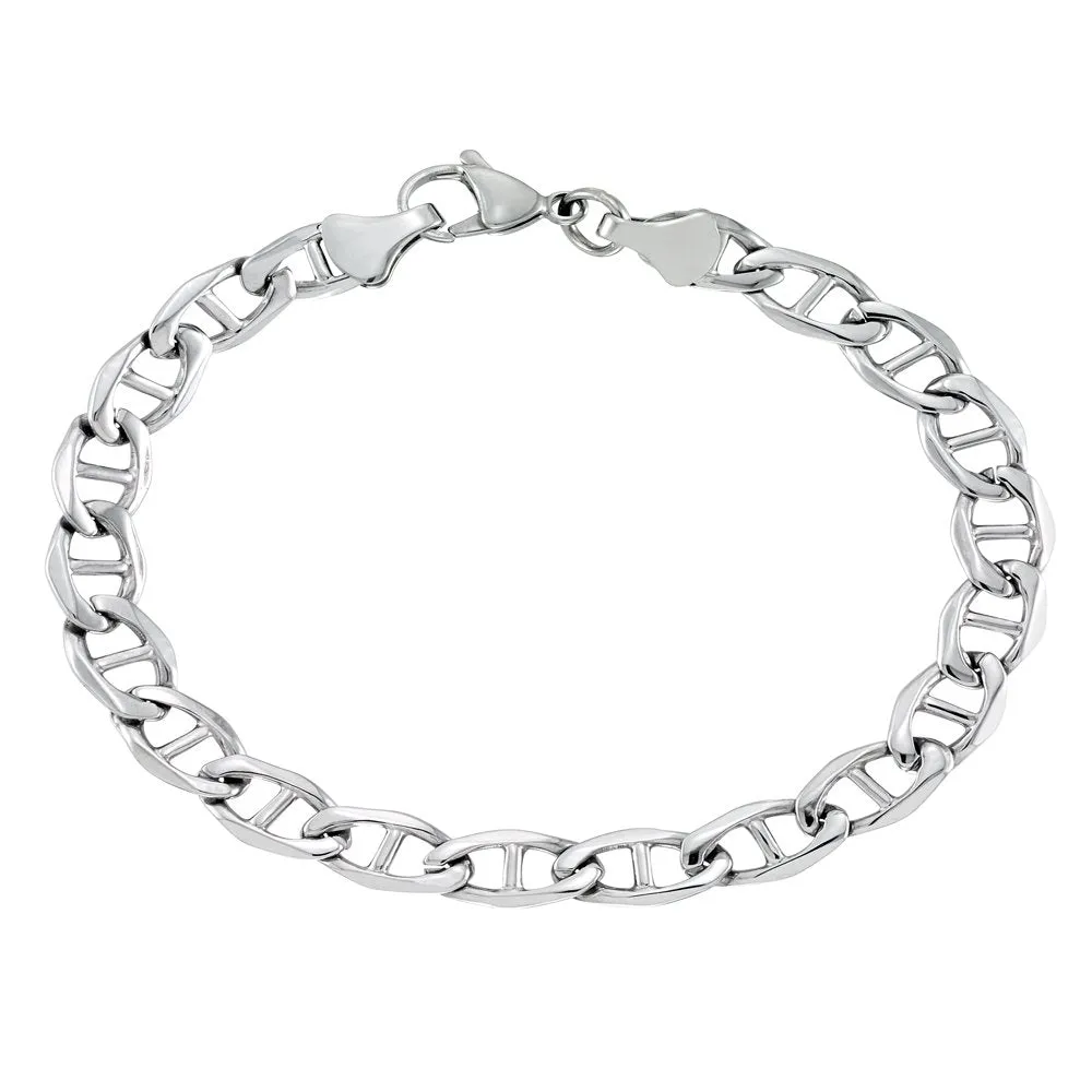 Marine Link Bracelet in Stainless Steel with Gold Tone Ion Plating, 8.5".