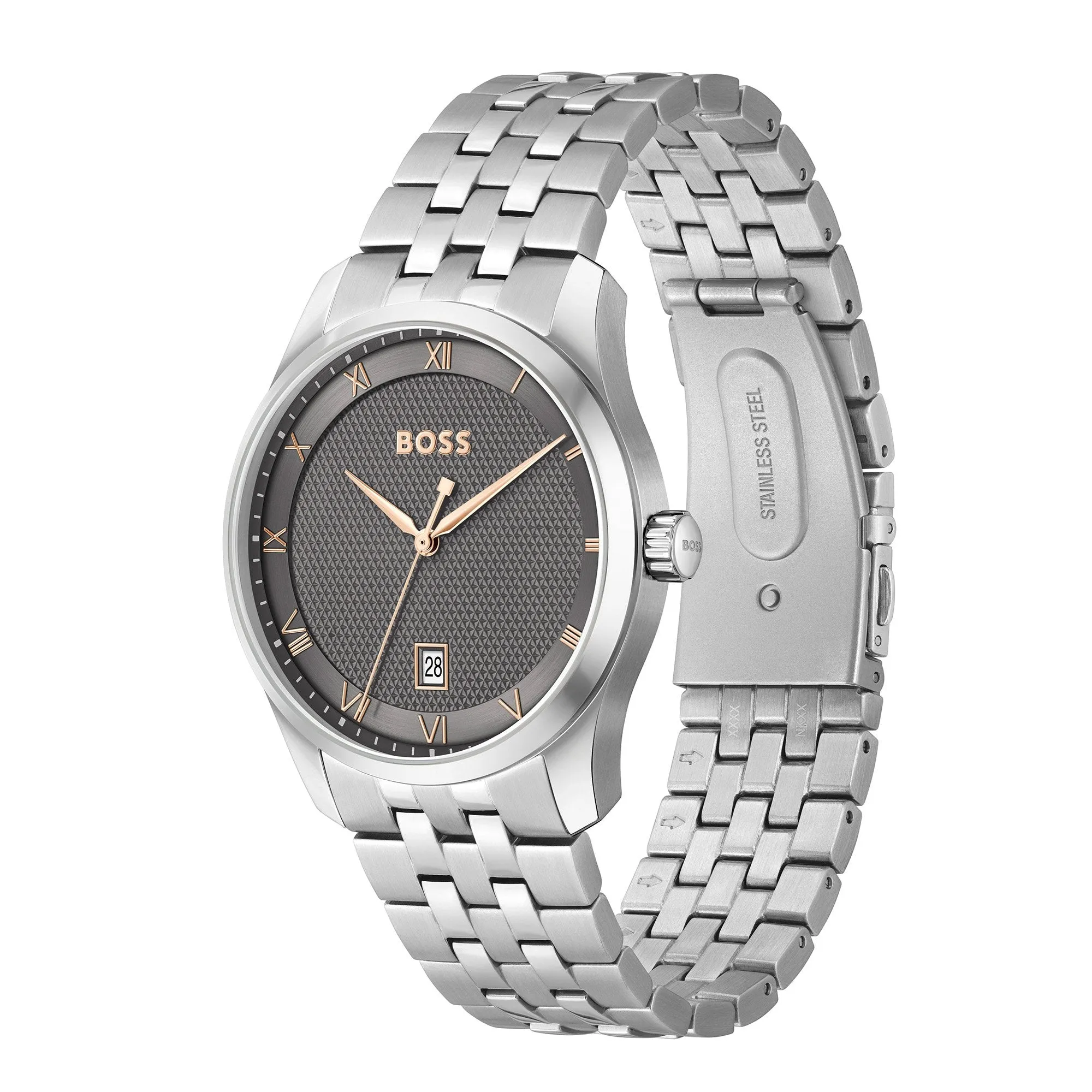 Mens BOSS Silver/Grey Principle Bracelet Watch