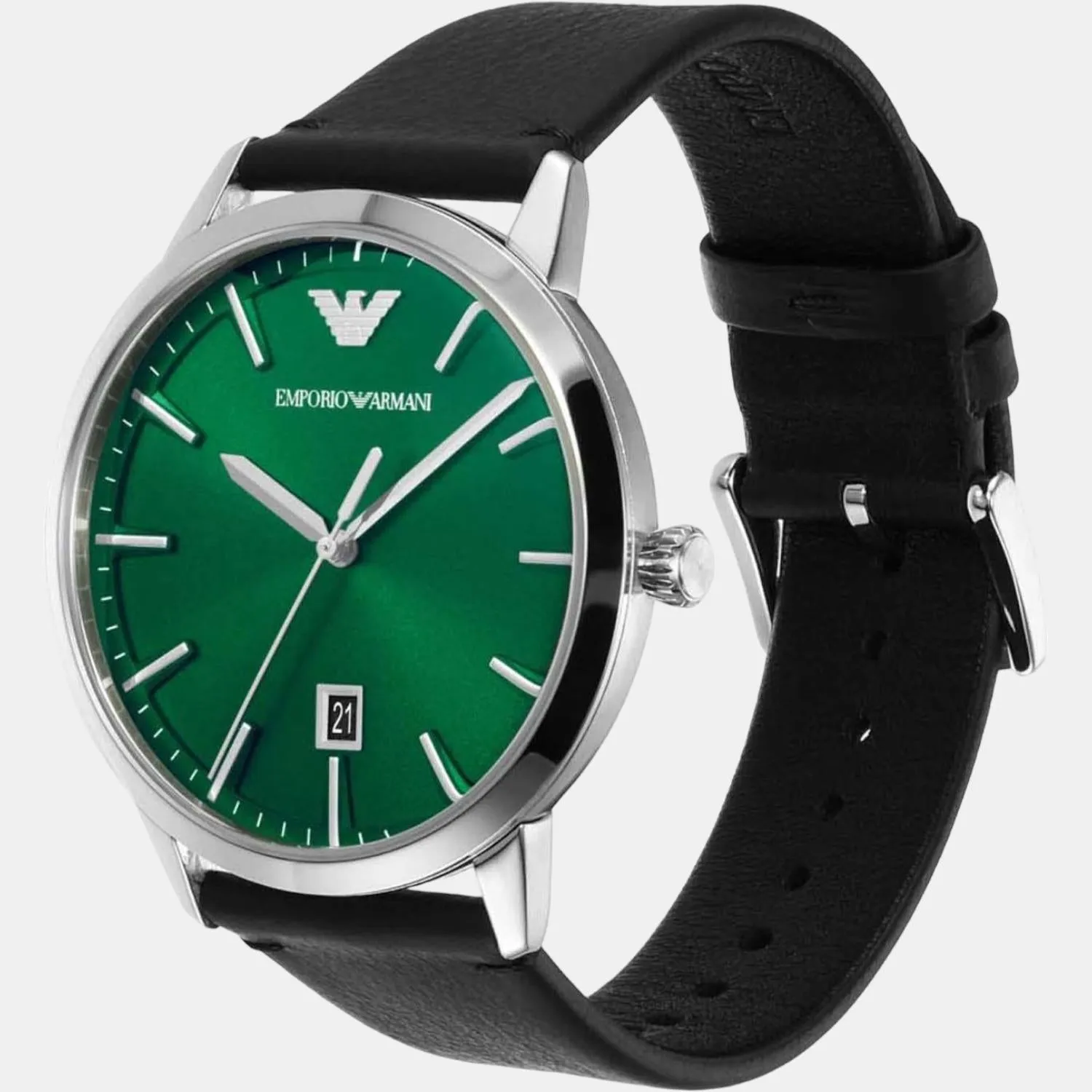Men's Green Dial Analog Leather Watch AR11509