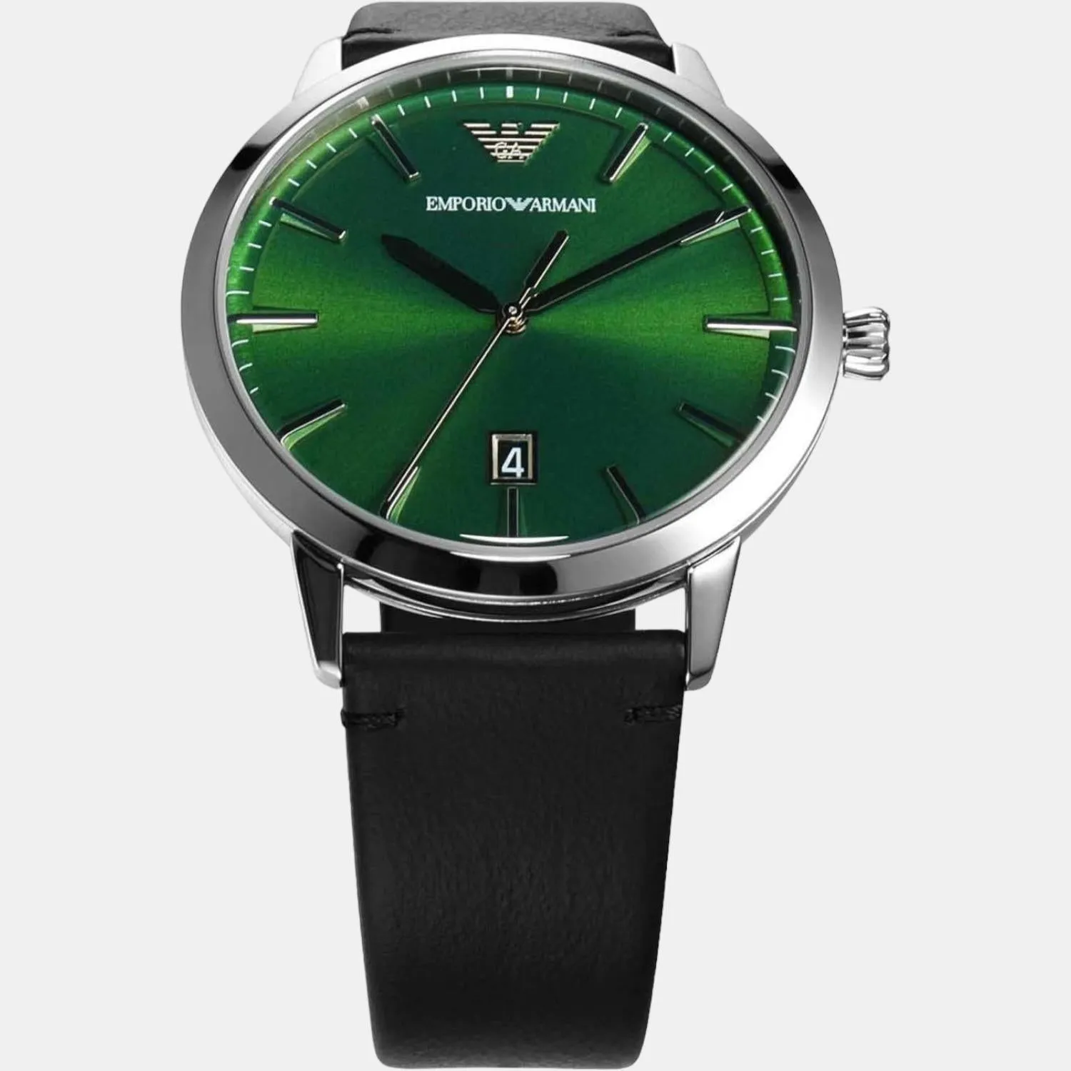 Men's Green Dial Analog Leather Watch AR11509