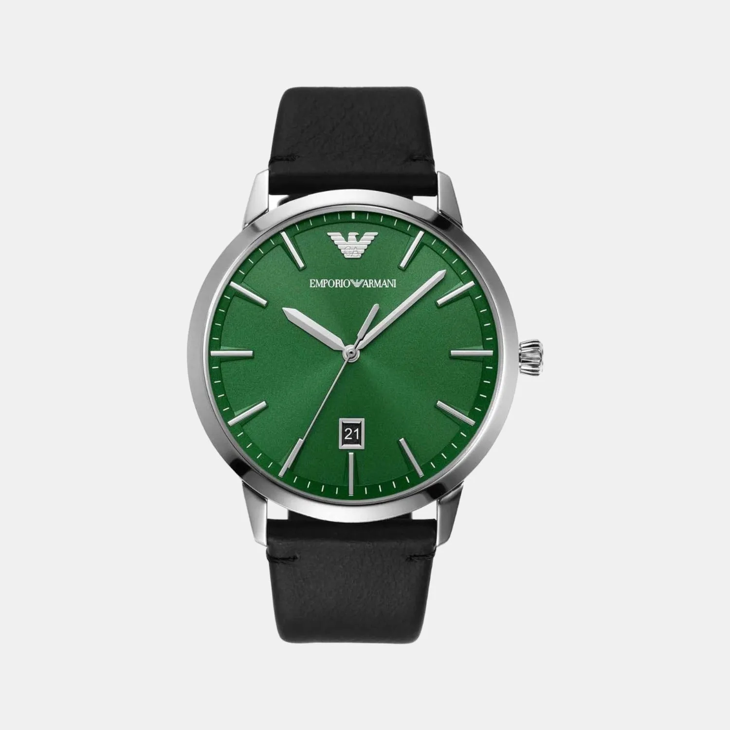 Men's Green Dial Analog Leather Watch AR11509
