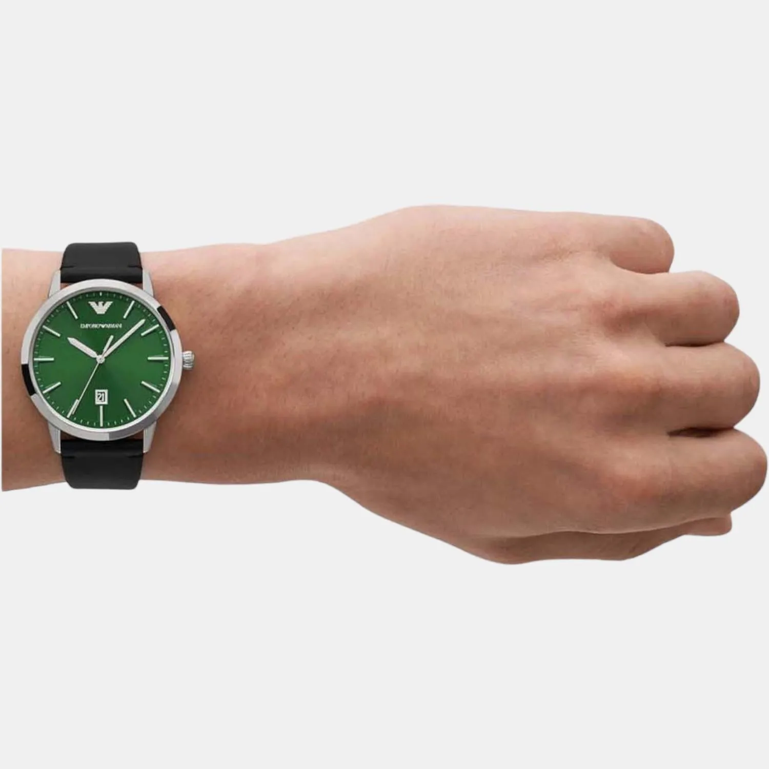 Men's Green Dial Analog Leather Watch AR11509