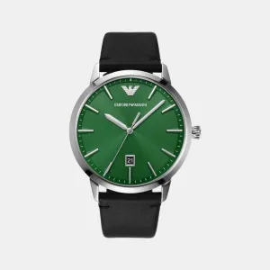 Men's Green Dial Analog Leather Watch AR11509