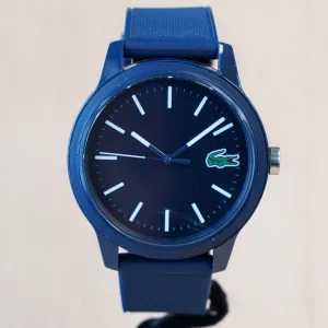 Men's LACOSTE 12.12 Watch Quartz Wristwatch Blue Silicone Strap Ref. 2010987