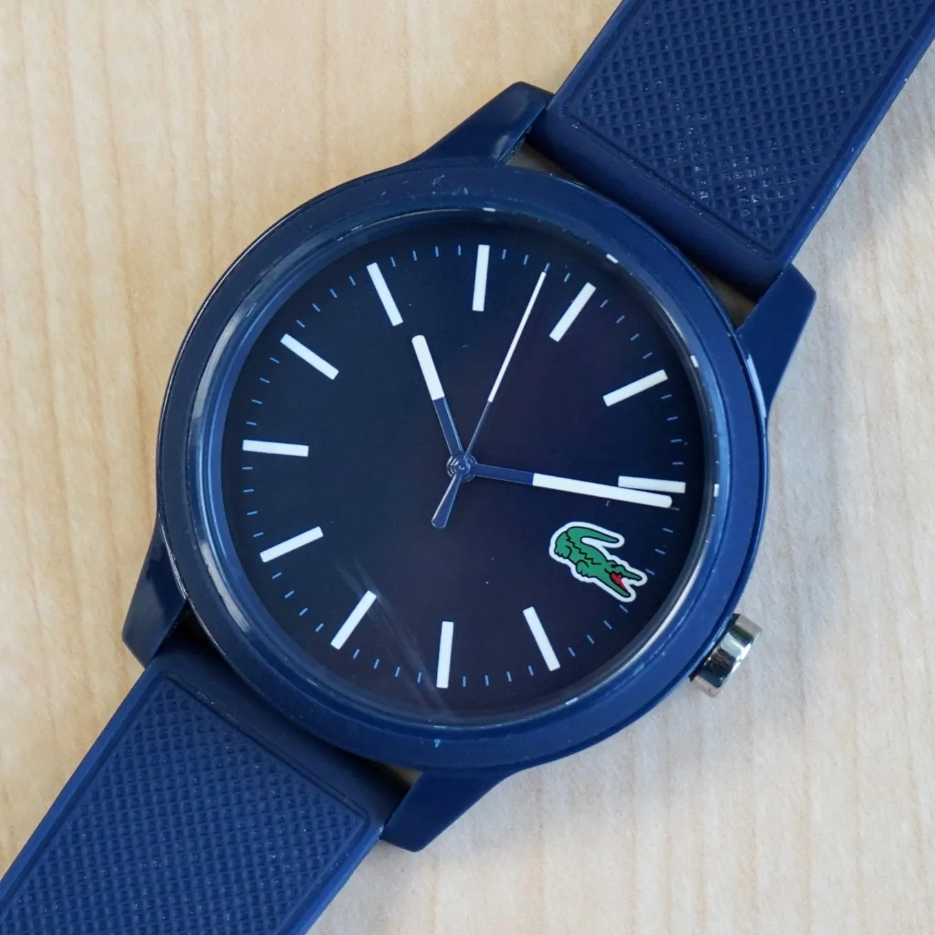 Men's LACOSTE 12.12 Watch Quartz Wristwatch Blue Silicone Strap Ref. 2010987