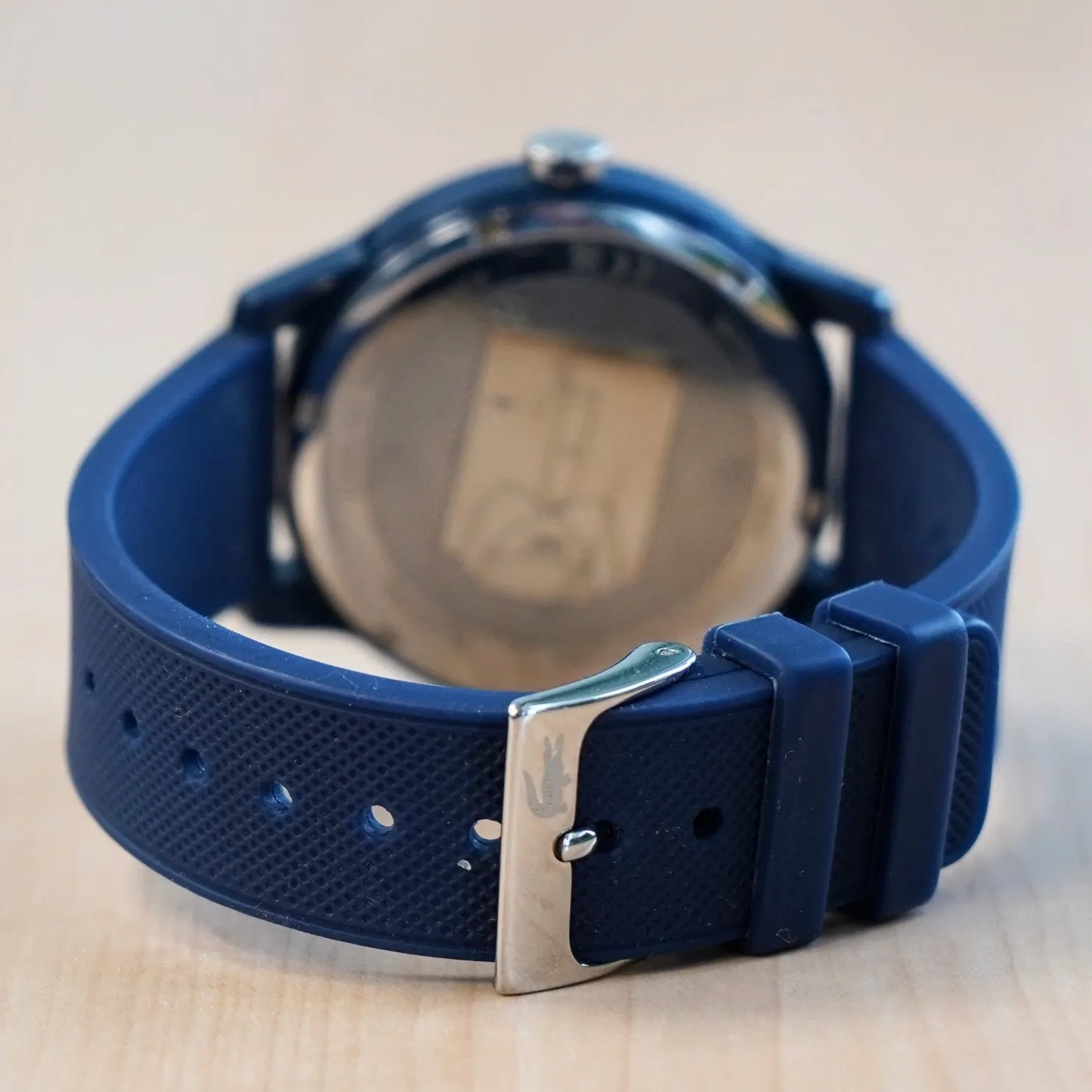 Men's LACOSTE 12.12 Watch Quartz Wristwatch Blue Silicone Strap Ref. 2010987