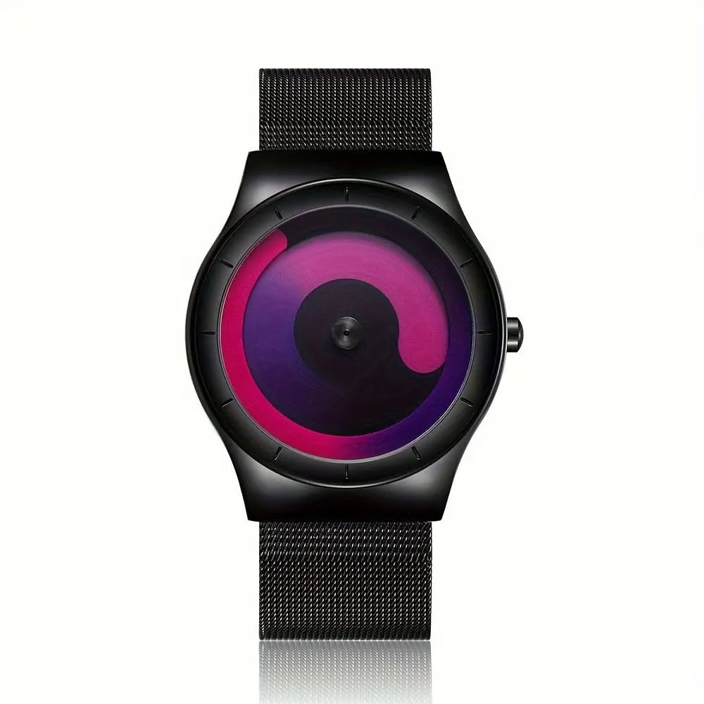 Men's Quartz Watch with Starry Galaxy Swirl Dial