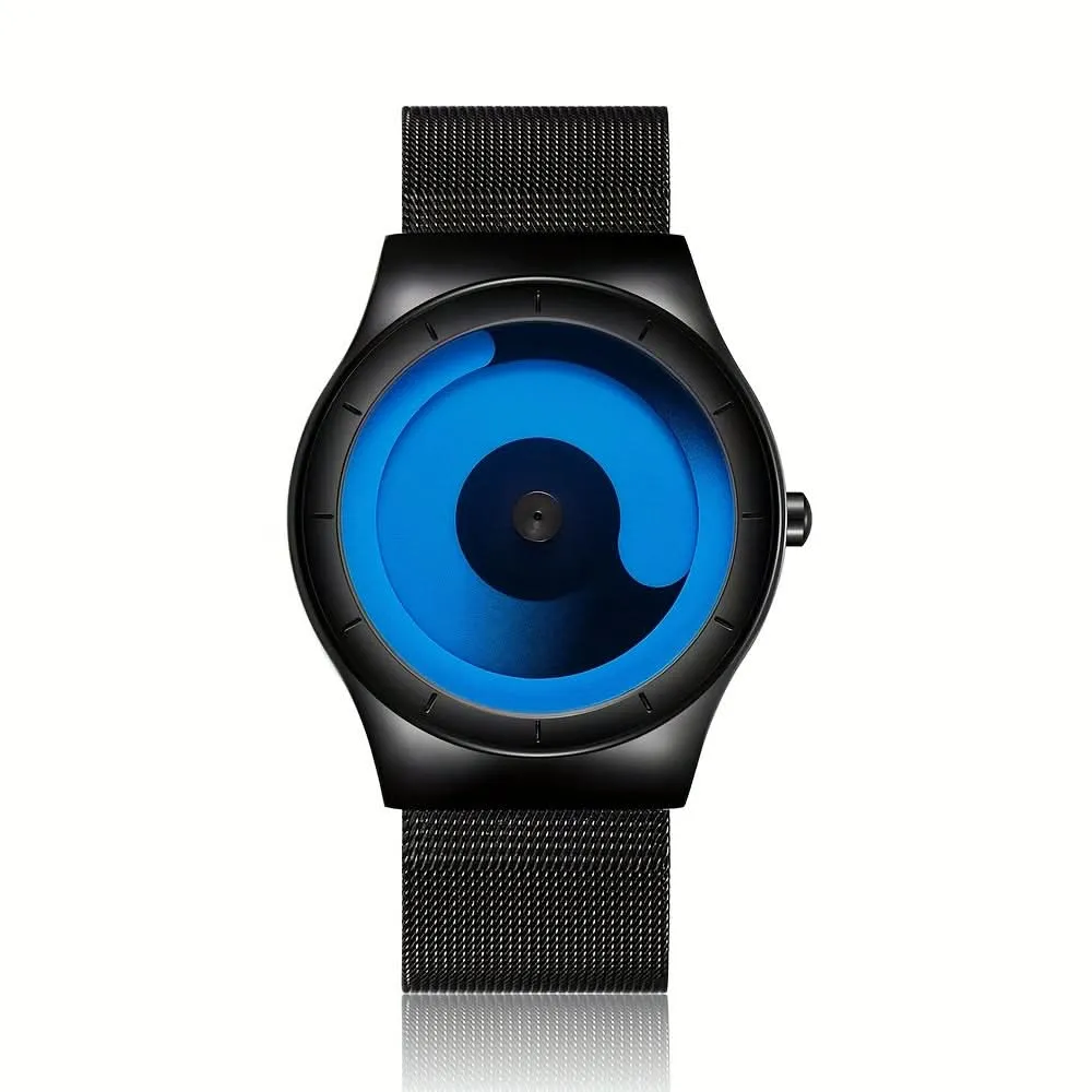 Men's Quartz Watch with Starry Galaxy Swirl Dial