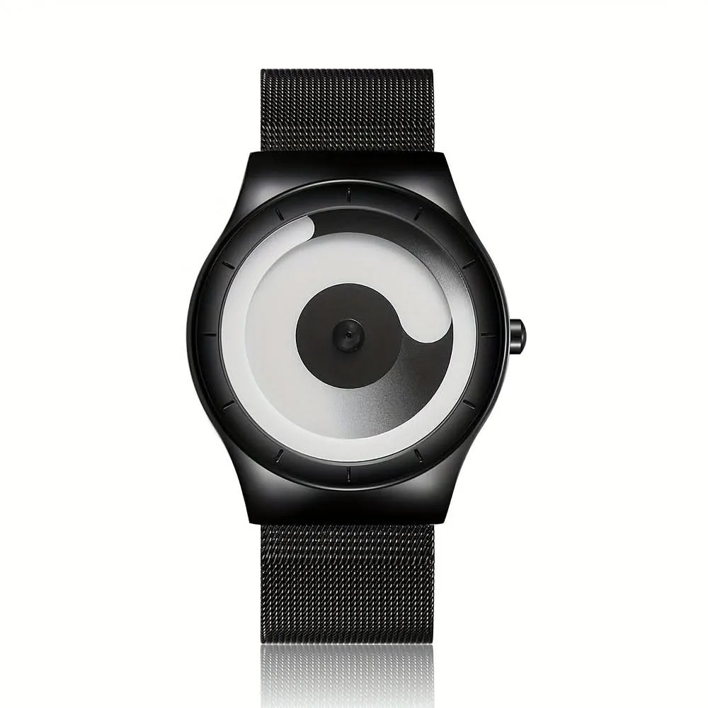 Men's Quartz Watch with Starry Galaxy Swirl Dial